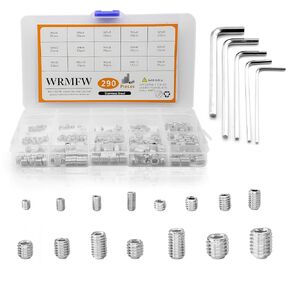 290pcs Metric Set Screws Assortment Kit, M8 M6 M5 M4 M3 Screw Set, Stainless Steel Hex Socket Cup Point Allen Screws for Bathroom Fixtures, Shower Door Handles Replacement, and More