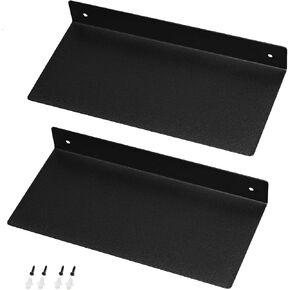 12 Inch Metal Floating Shelves for Wall, Industrial Modern Steel Wall Shelves for Living Room, Bathroom, Kitchen and Office [11.8" x 5.5" Black]