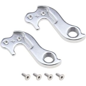 2pcs Bike Rear Gear Mech Derailleur Hanger Hook Drop Out Adapter with Screw Silver Aluminum Alloy Bike Tail Hook Dropout Frame for Mountain Bike Cycling Part Accessory
