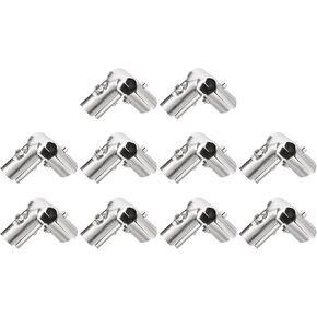 uxcell Structural Pipe Connector Joint Pipe Clamps 90 Degree 3 Way, 10 Set Stainless Steel Corner Fitting End Rails Clamp Fit OD 1 inch (25mm) Tube, Silver