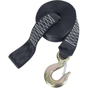 Winch Strap for Boat Trailer,Hand Winch Straps,Trailer Winch Replacement Strap with Hook and Safety Latch and Loop End for Towiing Vehicles, Boat, Jet Ski - 2" x 20', Break Strength 3500lbs