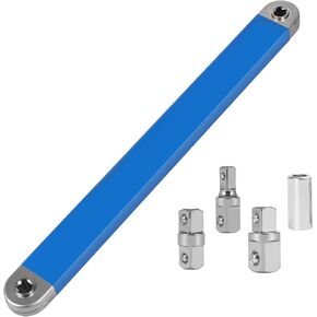 Offset Extension Wrench - 15-Inch Impact-Ready Socket Wrench Tool with Square Drive Adapters (1/4", 3/8", 1/2")