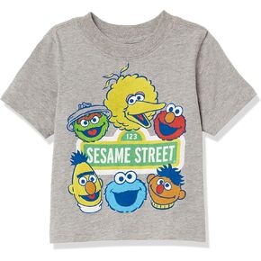 Sesame Street Boys' Elmo Cookie Monster Big Bird, Oscar The Grouch Short Sleeve Tee