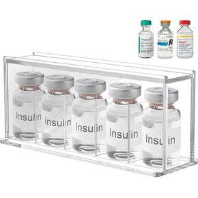 Beautyflier Insulin Vial Storage Box, 5 Slots Diabetic Insulin Vial Case Organizer for Fridge, Fits Standard 10ml U-100 Vials, Meeting Your Insulin Storage Need, Daily Use Space Saving, Case Only