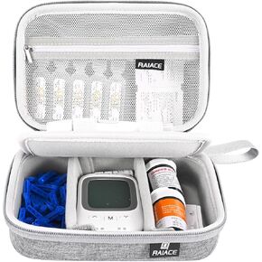 RAIACE Hard Storage Case for Diabetic Supplies, Bag fit for Glucose Meter, Insulin Pen, Glucose Monitor, Blood Sugar Test Strips,Lancets,. (for sale is case only)- Black