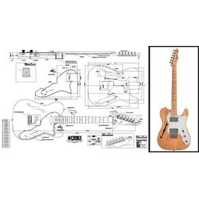Plan of Fender Telecaster Thinline Electric Guitar - Full Scale Print