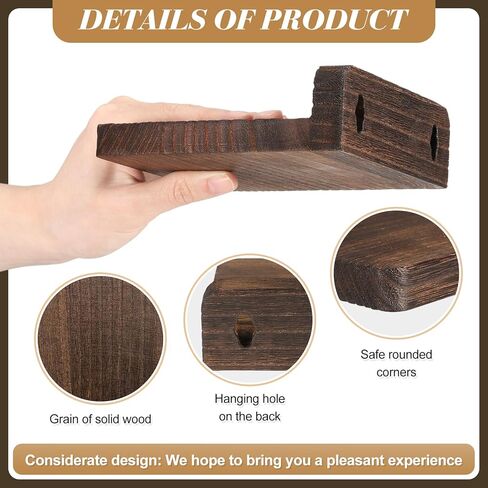 12 قطعة من الأرفف العائمة الصغيرة المثبتة على الحائط مقاس 5x5 بوصة رف خشبي عائم صغير معلق رف عرض لغرفة النوم والحمام والمطبخ والمكتب وتخزين ديكور الحائط in Kuwait