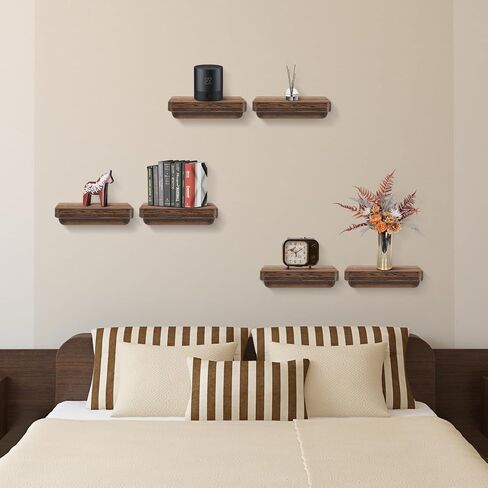 12 قطعة من الأرفف العائمة الصغيرة المثبتة على الحائط مقاس 5x5 بوصة رف خشبي عائم صغير معلق رف عرض لغرفة النوم والحمام والمطبخ والمكتب وتخزين ديكور الحائط in Kuwait