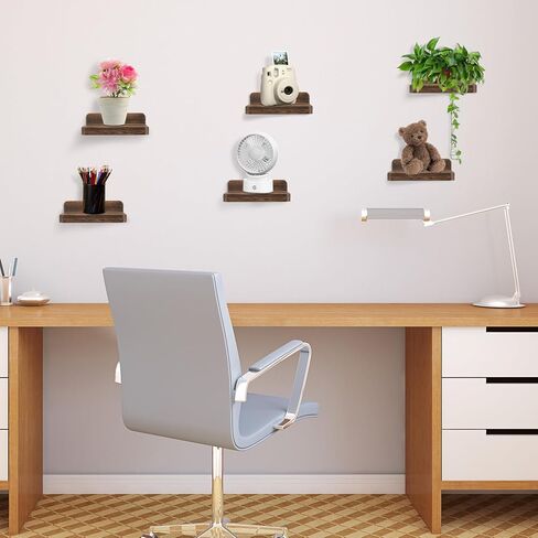 12 قطعة من الأرفف العائمة الصغيرة المثبتة على الحائط مقاس 5x5 بوصة رف خشبي عائم صغير معلق رف عرض لغرفة النوم والحمام والمطبخ والمكتب وتخزين ديكور الحائط in Kuwait