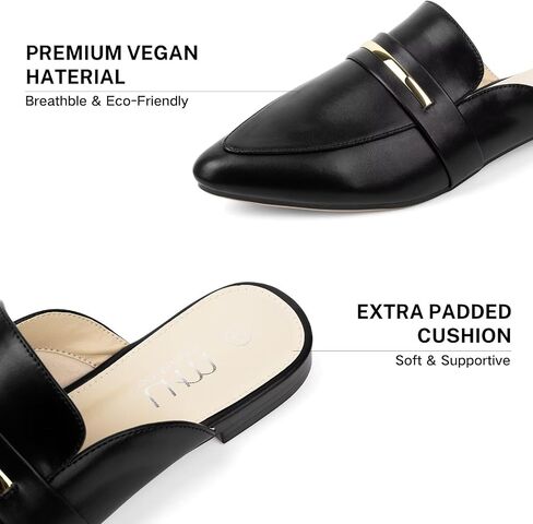 MUSSHOE Mules for Women - Suede Slip On Backless Loafers with Cushioned Insole and Non-Slip Sole, Pointed Toe Flats for Office Work Business Casual in Saudi Arabia