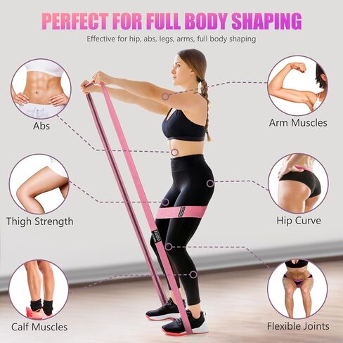 مجموعة أربطة مقاومة للتمرين، 3 قطع من أربطة السحب و3 قطع من أربطة المساعدة مع مرساة باب للساقين والأرداف والورك وأشرطة حلقات من القماش لتمارين رياضية والمنزل والمكتب in Kuwait