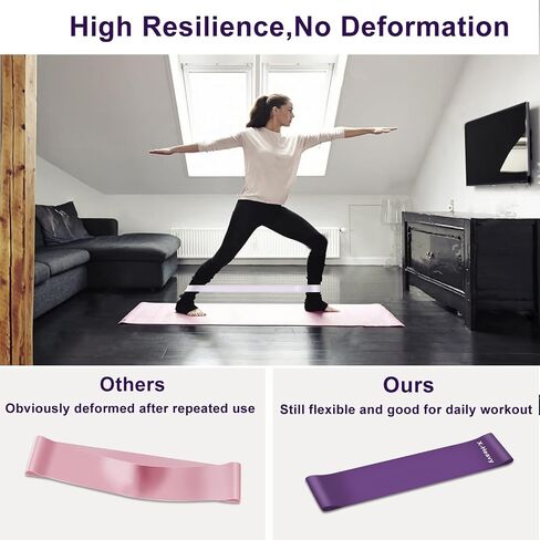 Resistance Bands, 5 Pcs Exercise Bands for Legs Glutes Arms, Skin-Friendly Resistance Fitness Exercise Loop Bands for Gym Home Yoga Pilates with Carry Bag and Instruction Guide in Saudi Arabia
