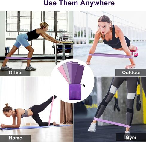 Resistance Bands, 5 Pcs Exercise Bands for Legs Glutes Arms, Skin-Friendly Resistance Fitness Exercise Loop Bands for Gym Home Yoga Pilates with Carry Bag and Instruction Guide in Saudi Arabia
