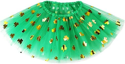 تنورة كاكاكو سانت باتريك توتو باللون الأخضر شامروك تول تنورات قصيرة زي توتو للمهرجانات الأيرلندية للنساء والفتيات in Kuwait