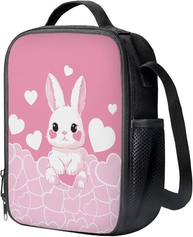 Bunny Bacpack for Girls Kids Backpack with Lunch Box and Cute Pencil Pouch 3PCS Set 15 Inch Book Bag with Large Front Pocket Lightweight School Bag for Elementary Girls Ideal Gifts in Saudi Arabia