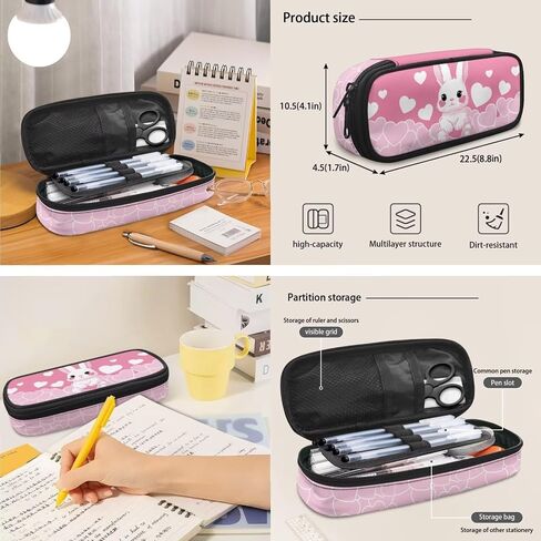 Bunny Bacpack for Girls Kids Backpack with Lunch Box and Cute Pencil Pouch 3PCS Set 15 Inch Book Bag with Large Front Pocket Lightweight School Bag for Elementary Girls Ideal Gifts in Saudi Arabia