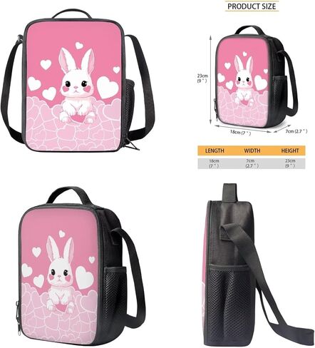 Bunny Bacpack for Girls Kids Backpack with Lunch Box and Cute Pencil Pouch 3PCS Set 15 Inch Book Bag with Large Front Pocket Lightweight School Bag for Elementary Girls Ideal Gifts in Saudi Arabia