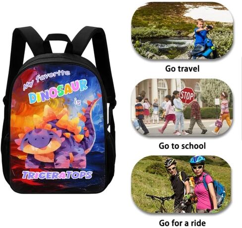 Colorful Triceratops School Backpack 3Pcs Set Yellow Purple Gradient School Kids Backpacks with Lunch Box Cartoon Triceratops Dinosaur Lightweight Elementary Bookbag for Students in Saudi Arabia