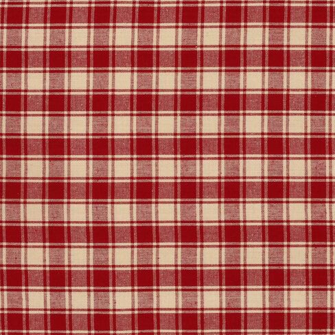 Cackleberry Home Red and Cream French Check Valance Curtain Woven Cotton Jacquard Lined 54 Inches W x 17 Inches L in Saudi Arabia