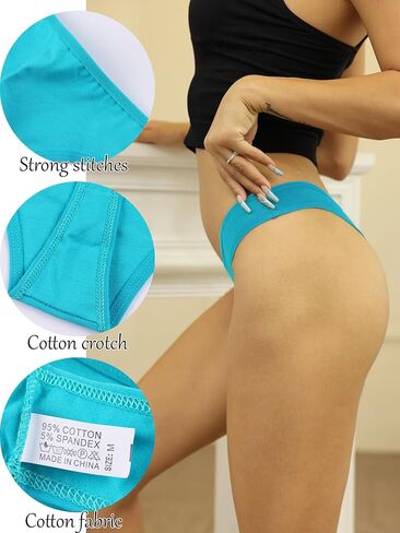 Breathable Cotton Thongs for Women No Show Bikini Underwear Soft and Comfortable Panties Pack of 6 in Kuwait