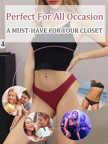 Breathable Cotton Thongs for Women No Show Bikini Underwear Soft and Comfortable Panties Pack of 6 in Kuwait