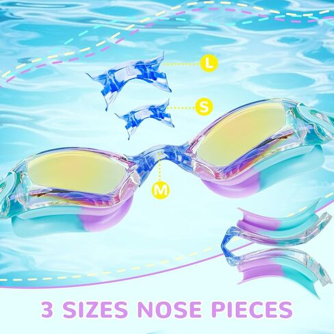 Kids Swim Goggles, Hd wide Angle, Anti-Fog Waterproof and Anti-UV Swimming Goggles for Kids 3-16. in Saudi Arabia