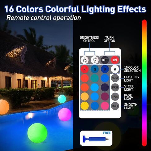 Pool Toys, 5 Packs Light Up Beach Balls, 16" LED Glow in The Dark Beach Balls with 16 Colors Lights and 5 Light Modes, Pool Beach Balls with Remote Control for Adults Outdoor Pool Party Games in Saudi Arabia