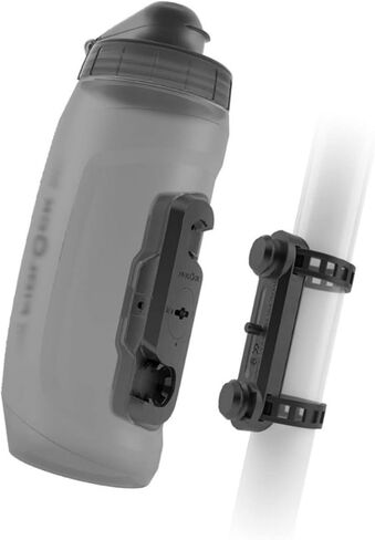FIDLOCK Twist Bottle 590 & Uni Base Set - New Leak-Proof, Self-Sealing Bottle Cap - Bike Water Bottle Holder with No Screws & Attached Bottle - Cage Free Magnetic Rack - Smoke in Saudi Arabia