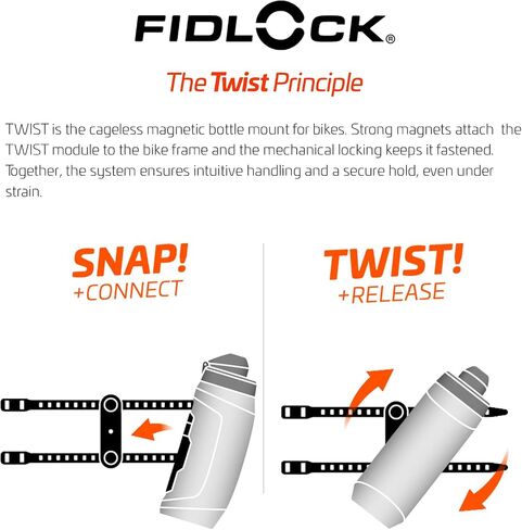 FIDLOCK Twist Bottle 590 & Uni Base Set - New Leak-Proof, Self-Sealing Bottle Cap - Bike Water Bottle Holder with No Screws & Attached Bottle - Cage Free Magnetic Rack - Smoke in Saudi Arabia