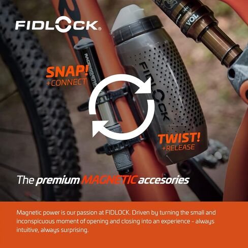 FIDLOCK Twist Bottle 590 & Uni Base Set - New Leak-Proof, Self-Sealing Bottle Cap - Bike Water Bottle Holder with No Screws & Attached Bottle - Cage Free Magnetic Rack - Smoke in Saudi Arabia
