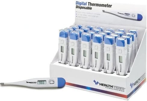 مقياس حرارة رقمي للاستخدام مرة واحدة من Graham-Field 1858 HealthTeam مع عمر بطارية 200 ساعة واستدعاء الذاكرة، عبوة من 24 قطعة in Saudi Arabia