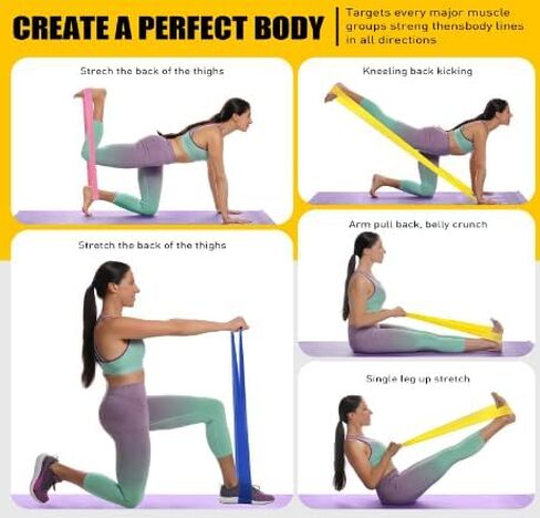 Resistance Loop,Exercise Workout Bands for Women and Men,Set of 5 Stretch Bands for Booty Legs,Best Therapy Elastic Bands for Knee,Pilates Flexible Bands, Yoga Home Fitness, Pull up Bars in Saudi Arabia