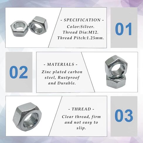 NGe 15 قطعة M12 x 1.25 مللي متر صواميل سداسية الملعب، صواميل سداسية مترية دقيقة in Kuwait