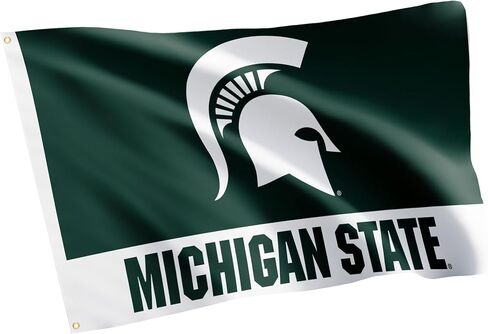 لافتات علم جامعة ولاية ميشيغان الصحراوية والصبار سبارتانز MSU 100% بوليستر للاستخدام الداخلي والخارجي 3 × 5 أقدام (تصميم E) in Saudi Arabia