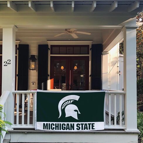 لافتات علم جامعة ولاية ميشيغان الصحراوية والصبار سبارتانز MSU 100% بوليستر للاستخدام الداخلي والخارجي 3 × 5 أقدام (تصميم E) in Saudi Arabia