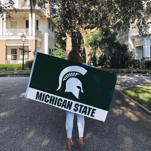 لافتات علم جامعة ولاية ميشيغان الصحراوية والصبار سبارتانز MSU 100% بوليستر للاستخدام الداخلي والخارجي 3 × 5 أقدام (تصميم E) in Saudi Arabia