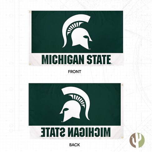 لافتات علم جامعة ولاية ميشيغان الصحراوية والصبار سبارتانز MSU 100% بوليستر للاستخدام الداخلي والخارجي 3 × 5 أقدام (تصميم E) in Saudi Arabia