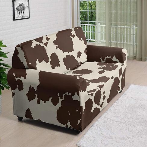 AFPANQZ Brown Cow Print Furniture Protector Cover for Home Office Hotel Decortion Protector Covers for Sofa Long Chair Soft Sofa Slip Covers Seater Brown in Saudi Arabia