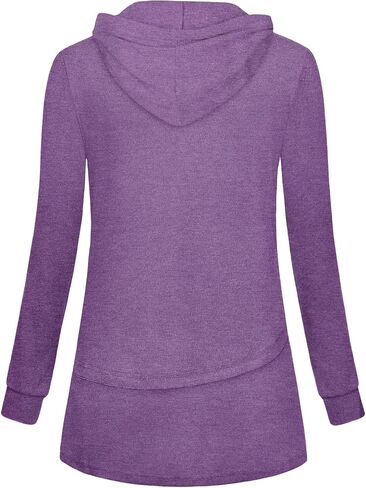 Miusey Hoodies for Women with Asymmetrical Hem Long Sleeve Tops for Women Casual Fall Sweatshirts with Drawstring in Saudi Arabia