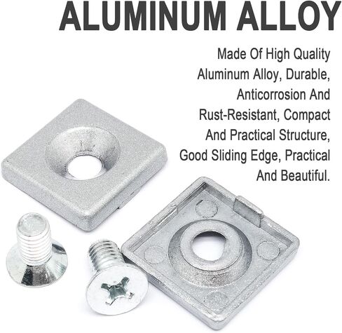 4set 2020 Series European Standard a 1/4""(6mm) Hole Profile End Cap with M6X12mm Mounting Screws,End Cap Cover for Aluminum Profile,Aluminum Extrusion t-Slot Accessories, Silver in Saudi Arabia