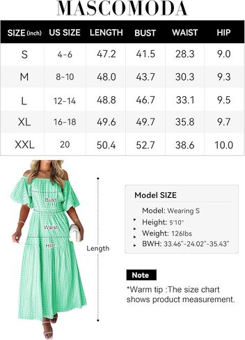 MASCOMODA Off the Shoulder Maxi Dress for Women 2024 Summer Casual Boho Puff Short Sleeve Smocked Ruffle Long Dresses in Saudi Arabia