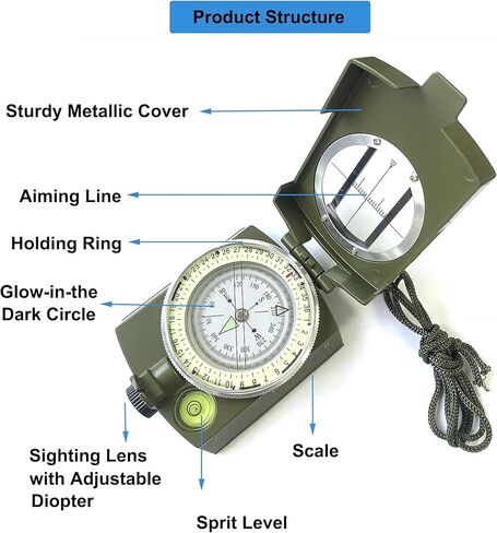 بوصلة رؤية عسكرية، بوصلة للمشي لمسافات طويلة، بوصلات مقاومة للماء، بوصلة رؤية مضيئة للبقاء على قيد الحياة في حالات الطوارئ، بوصلة جيب احترافية مع حقيبة حمل in Kuwait