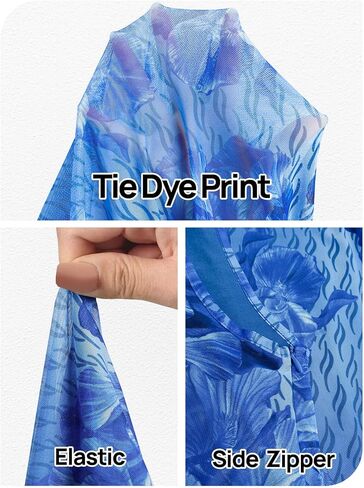 MEROKEETY Women's Summer Bodycon Tie Dye Dress Sleeveless Crew Neck Mesh Cocktail Party Maxi Dresses in Kuwait