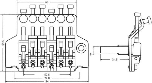 Electric Guitar Tremolo Bridge System Double Locking with Whammy Bar Locking Nut (Black) in Saudi Arabia