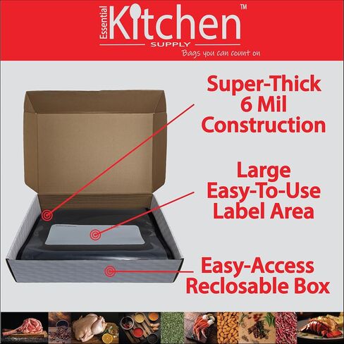 15" x 20" 6 Mil Black and Clear Vacuum Seal Bags | Essential Kitchen Supply (50 Count) in Saudi Arabia