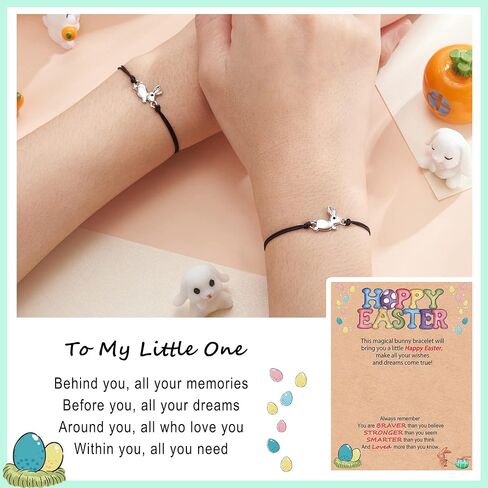 هدايا أرنب عيد الفصح للفتيات من HGDEER، سوار ذو معنى على شكل أرنب مع بطاقة رسالة وملصقات هدية in Kuwait