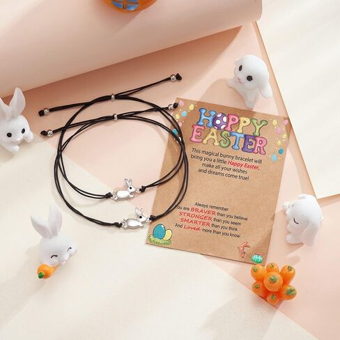 هدايا أرنب عيد الفصح للفتيات من HGDEER، سوار ذو معنى على شكل أرنب مع بطاقة رسالة وملصقات هدية in Kuwait