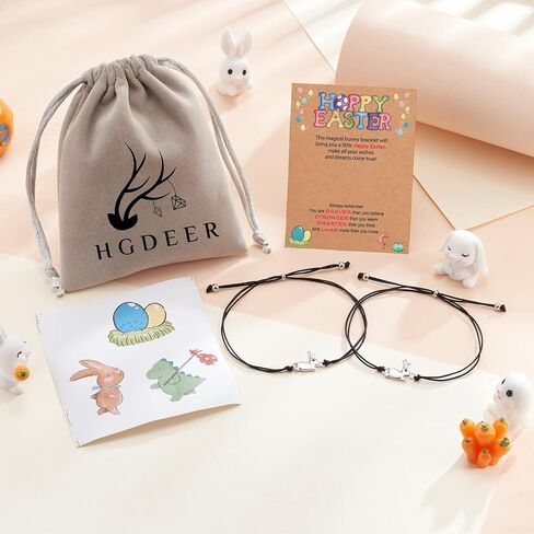 هدايا أرنب عيد الفصح للفتيات من HGDEER، سوار ذو معنى على شكل أرنب مع بطاقة رسالة وملصقات هدية in Kuwait