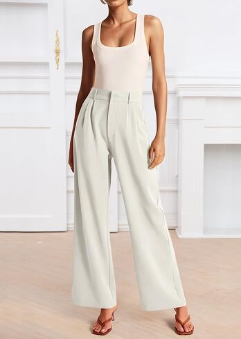 Womens Wide Leg Pants High Waisted Business Casual Summer Dress Pants Palazzo Long Work Trousers with Pockets in Saudi Arabia