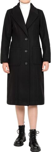 Women's Wool Blend Pea Coat Notch Lapel Single Breasted Classic Winter Long Wool Trench Coat in Saudi Arabia